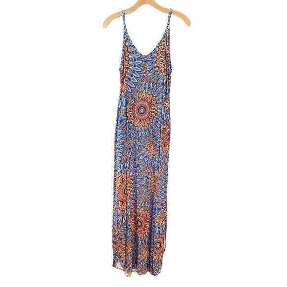 GRECERELLE Sz S NWT Blue Orange BALI Casual Maxi Beach Cover Up Relaxed Dress - Picture 2 of 13
